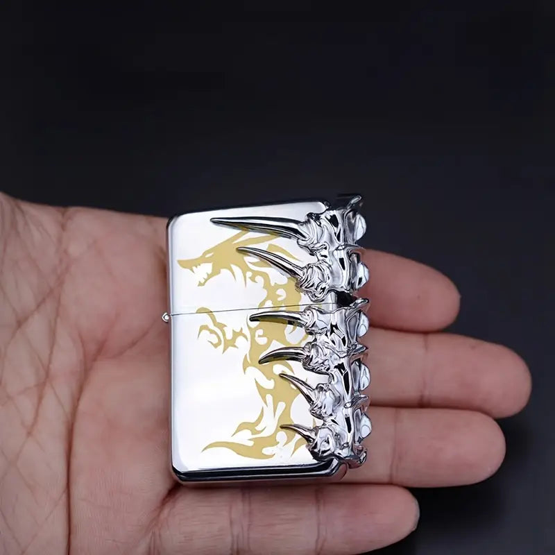 Golden Dragon Design Ergonomic Grip Windproof Metal Lighter with Exquisite