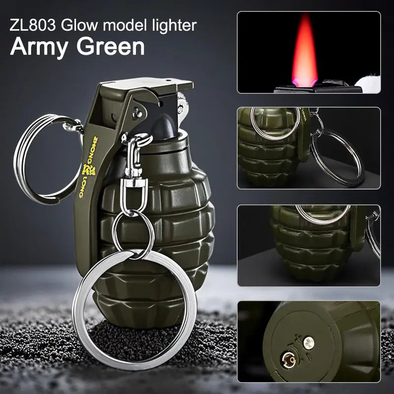 Military-Style Grenade-Shaped Metal Lighter