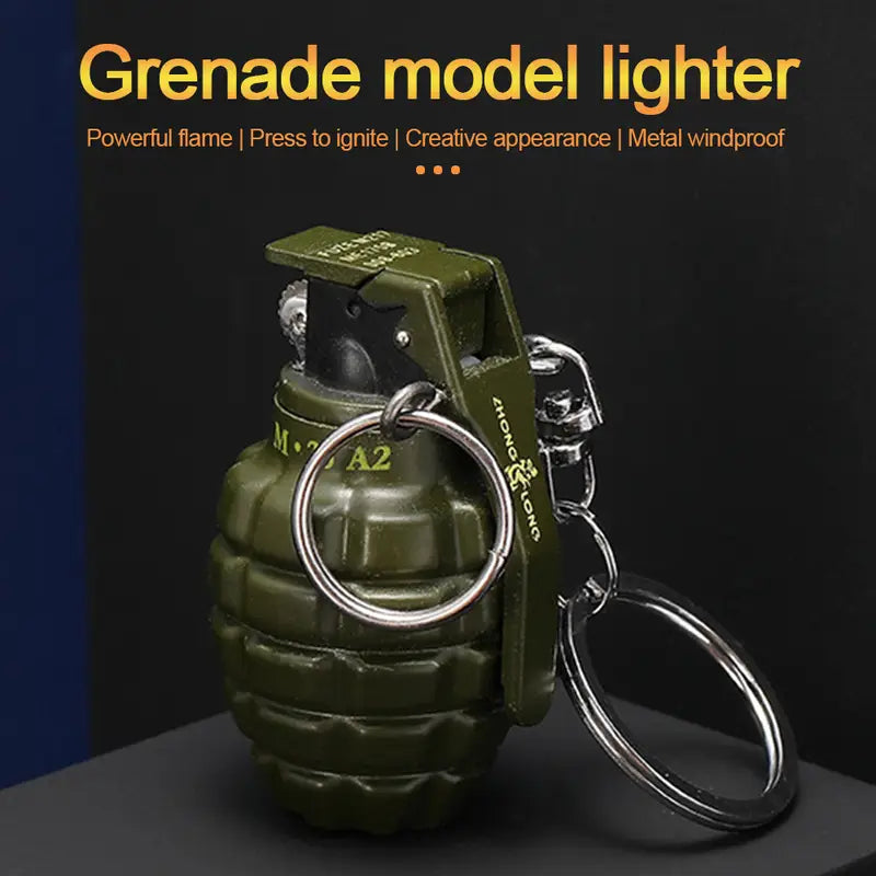 Military-Style Grenade-Shaped Metal Lighter