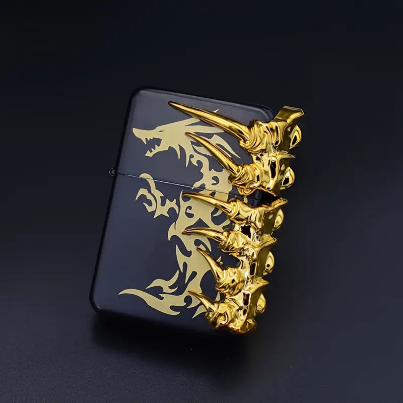 Golden Dragon Design Ergonomic Grip Windproof Metal Lighter with Exquisite