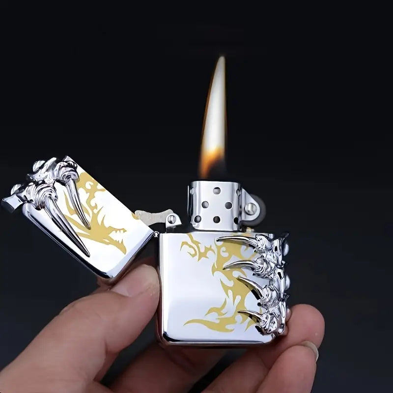 Golden Dragon Design Ergonomic Grip Windproof Metal Lighter with Exquisite