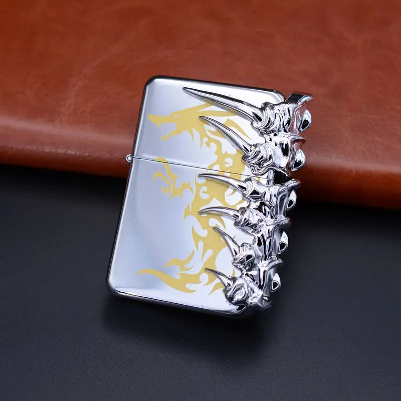 Golden Dragon Design Ergonomic Grip Windproof Metal Lighter with Exquisite