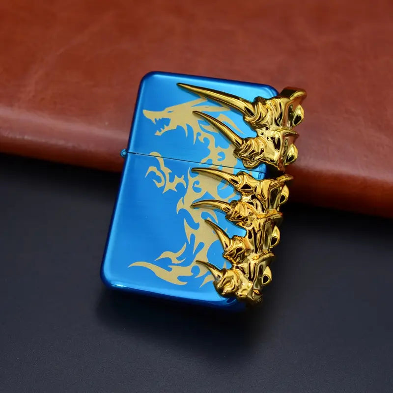 Golden Dragon Design Ergonomic Grip Windproof Metal Lighter with Exquisite