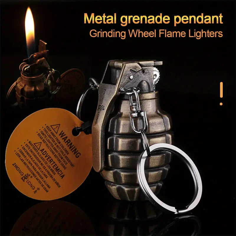 Military-Style Grenade-Shaped Metal Lighter