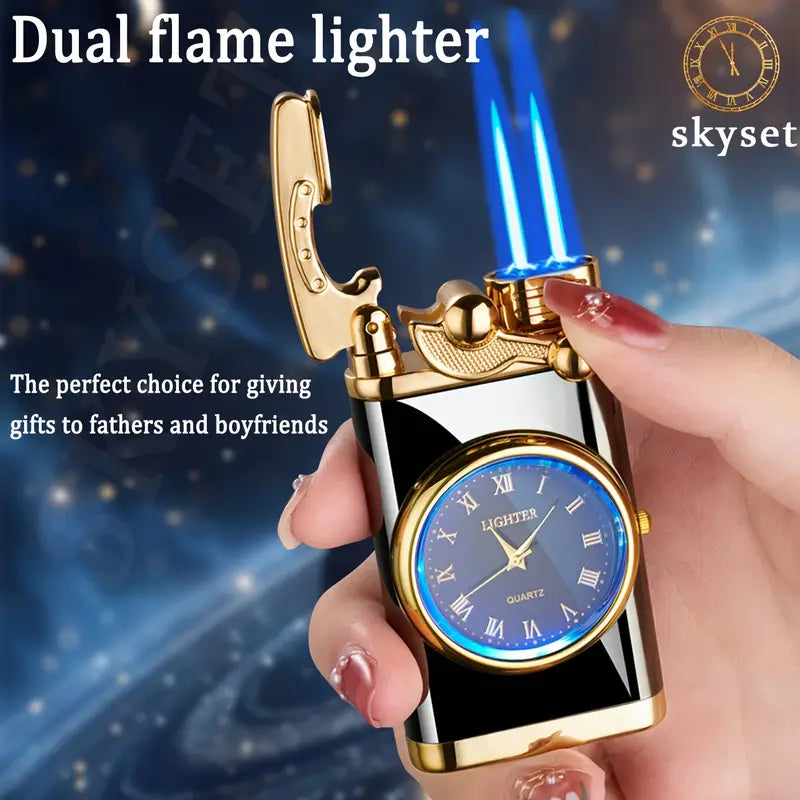 Butane lighter, dual flame lighter, vintage genuine dial lighter