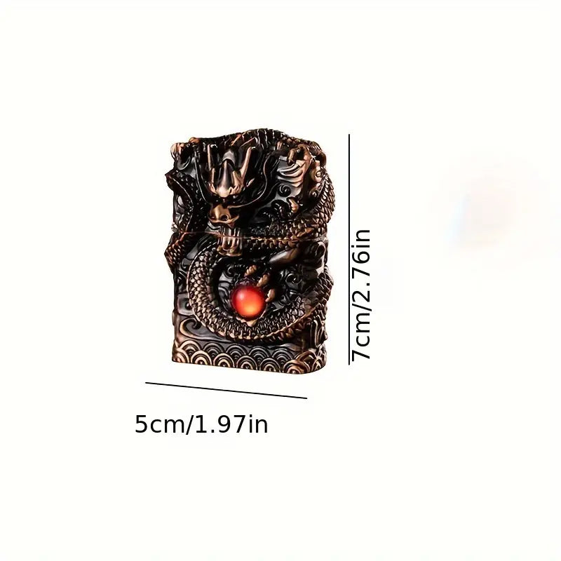 Elegant Vintage-Style Metal Lighter with Dragon Design - Embossed