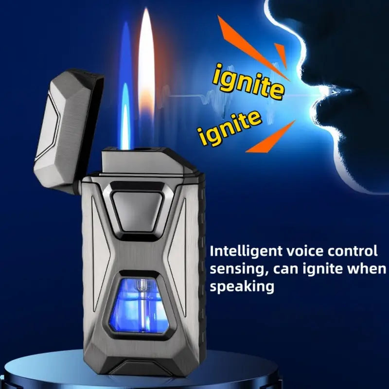 Stainless Steel USB Rechargeable Lighter with Voice Control