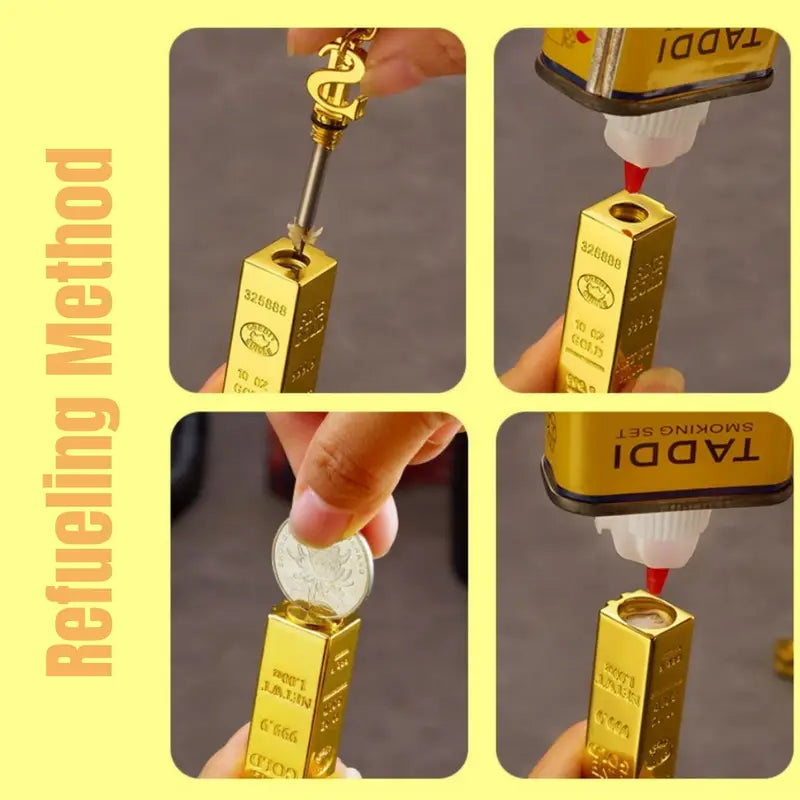 Windproof Permanent Lighter reative Golden Bar Small Match Stick