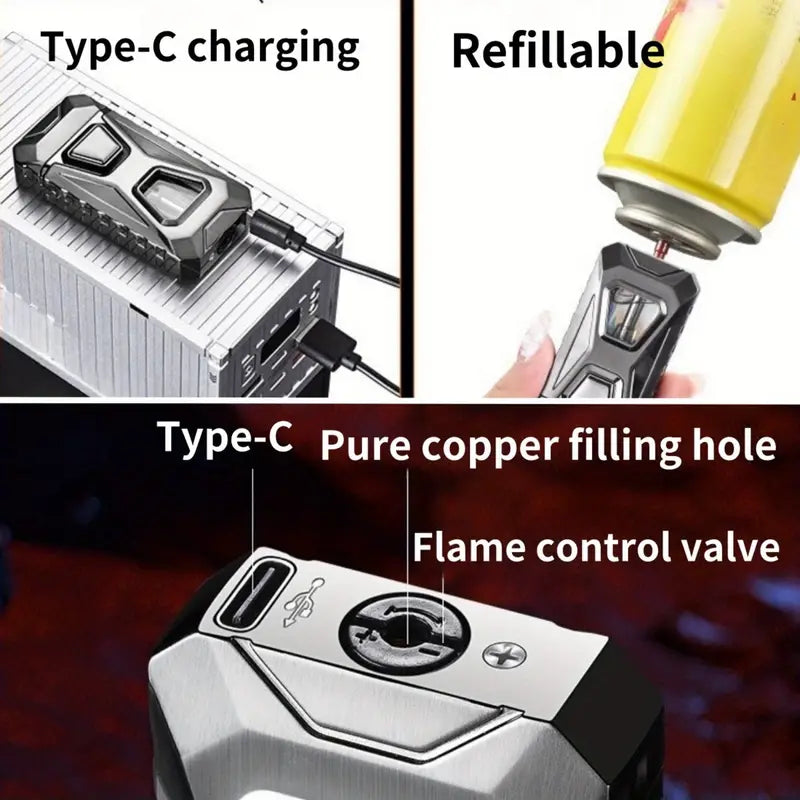 Stainless Steel USB Rechargeable Lighter with Voice Control
