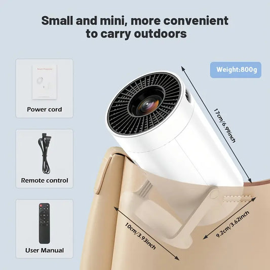 [4K Portable Mini Projector] 4K Portable Mini Projector - Ultra-Portable, 180° Rotation, Supports 1080P and 720P - Suitable for Mobile Phones/TVs/Laptops, Home Theaters, Birthday Gift for Parties