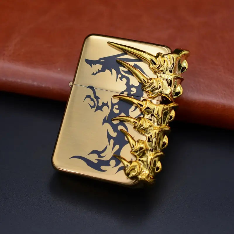 Golden Dragon Design Ergonomic Grip Windproof Metal Lighter with Exquisite